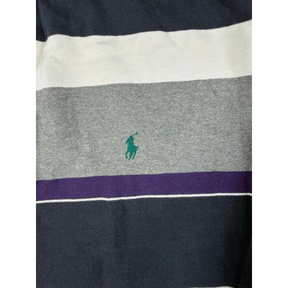 Vintage Polo Sport Ralph Lauren Mens Multicolor Rugby Shirt Long Sleeve Logo L - Picture 3 of 5